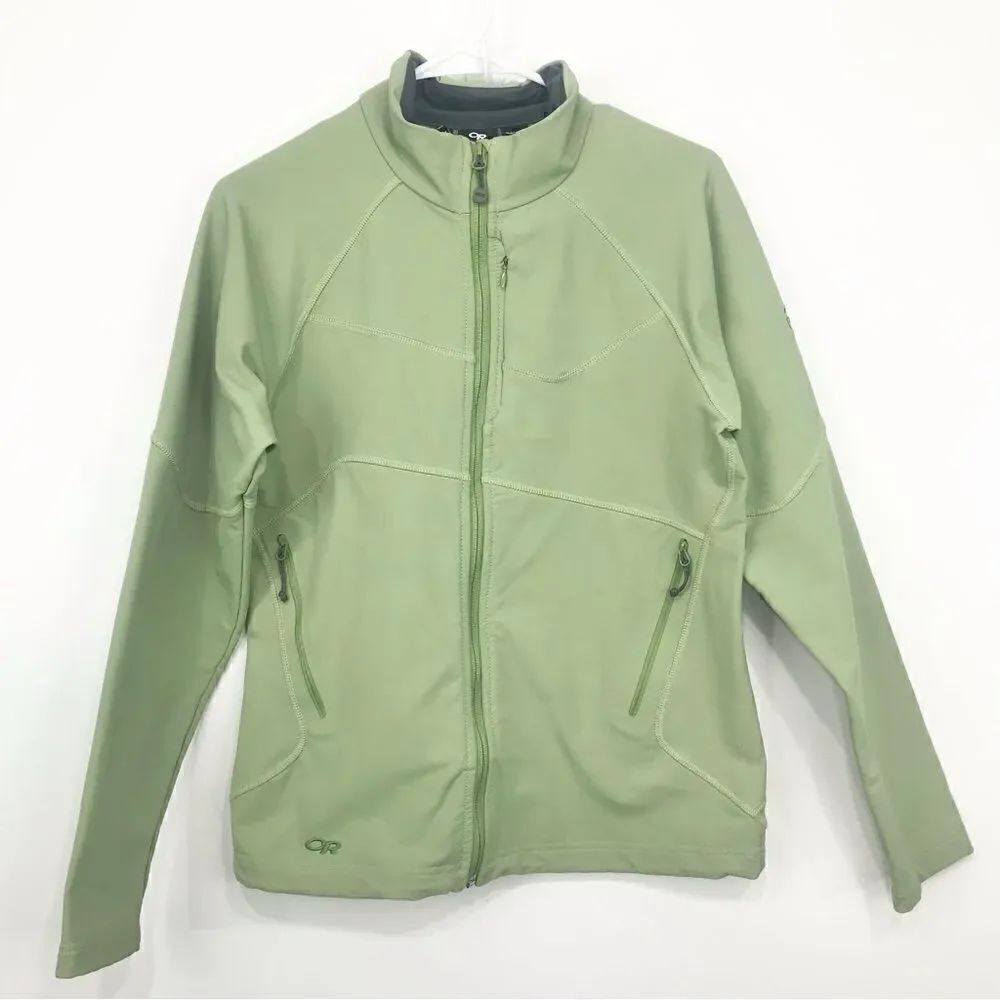 Outdoor Research Green Full Zip Nylon Soft Shell Performance Habitat Jacket